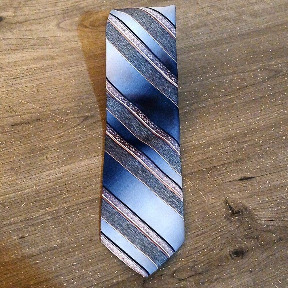 Vintage Brittania Blue Striped Polyester Tie